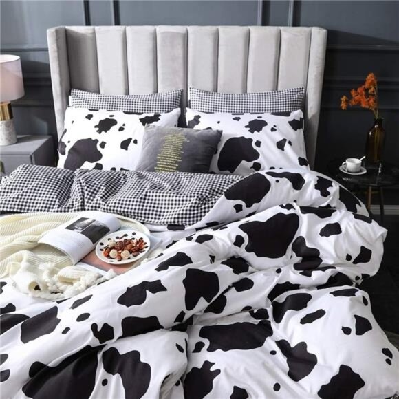 Bedding Set Cow Print Duvet Cover Black White Comforter Cover MilkCow Bedspreads - Picture 3 of 8